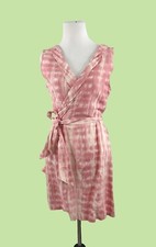 CALYPSO ST. BARTH Size XS Linen Blend Wrap Dress Tie Dye Pink Coral coastal