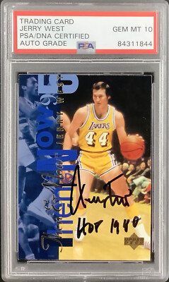 Jerry West Signed 1995 Upper Deck #353 Card Lakers HOF 1980 Insc 