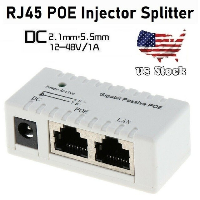 POE Injector Passive for IP Camera VoIP Phone Netwrok AP Device 12V - 48V lot POE Injector Passive for IP Camera VoIP Phone Netwrok AP Device 12V - 48V lot