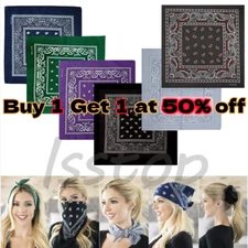 Bandana 100% Cotton Double Sided Print Paisley Cowboy Scarf Party Favor Headband