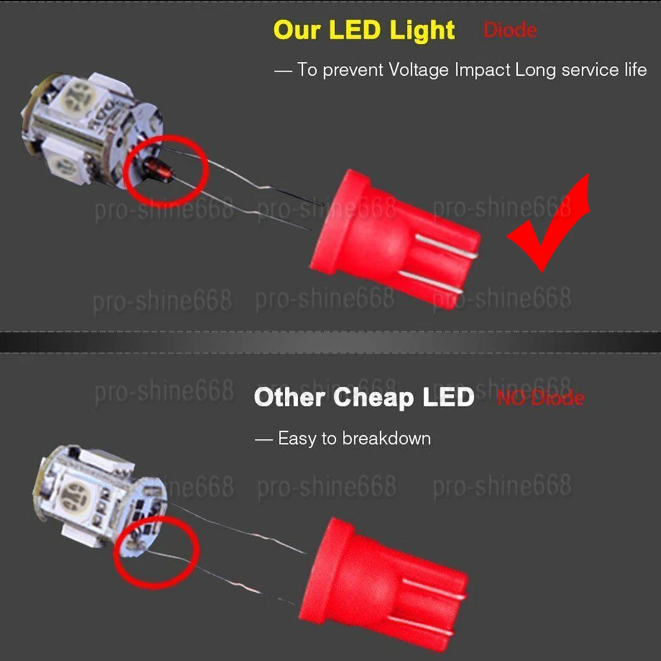 10X Cab Roof Running Marker Light Amber Red T10 LED Bulb for 03-2009 Hummer H2 - Image 2 of 4