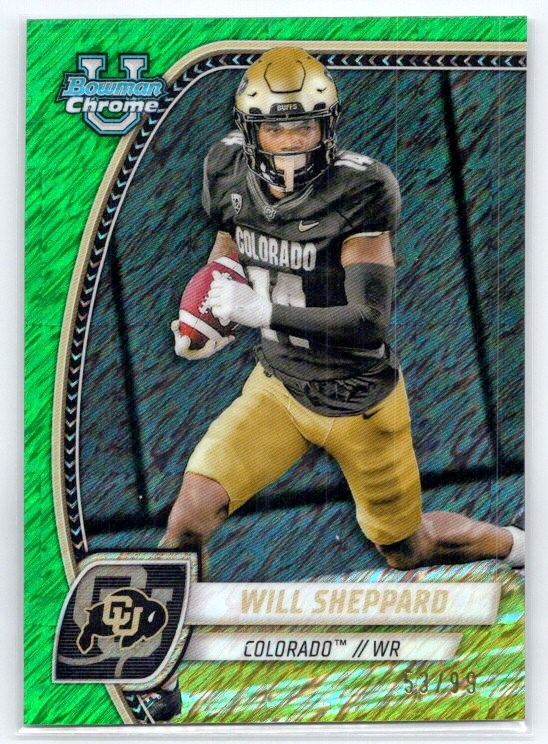 2024 Bowman University Chrome Will Sheppard #/99 Green Shimmer Refractor #186