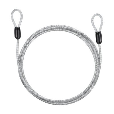 5/32'' Dia 5.9ft Security Cable Lock Vinyl Coated Steel with Loops Silver