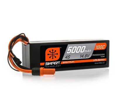 Spektrum SPMX50004S100H5 14.8V 5000mAh 4S 100C Smart Hardcase LiPo Battery: IC5