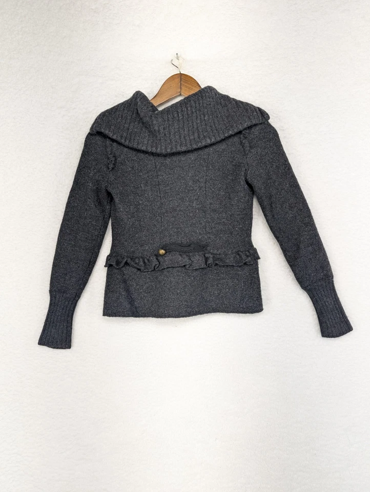 Ann Taylor Petites Loft Dark Gray Grey Military Merino Wool Button Blazer PS - Image 2 of 4