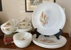 Fire King Wheat Pattern Milk Glass 4 Piece Place Setting Lot Of 4 Vintage