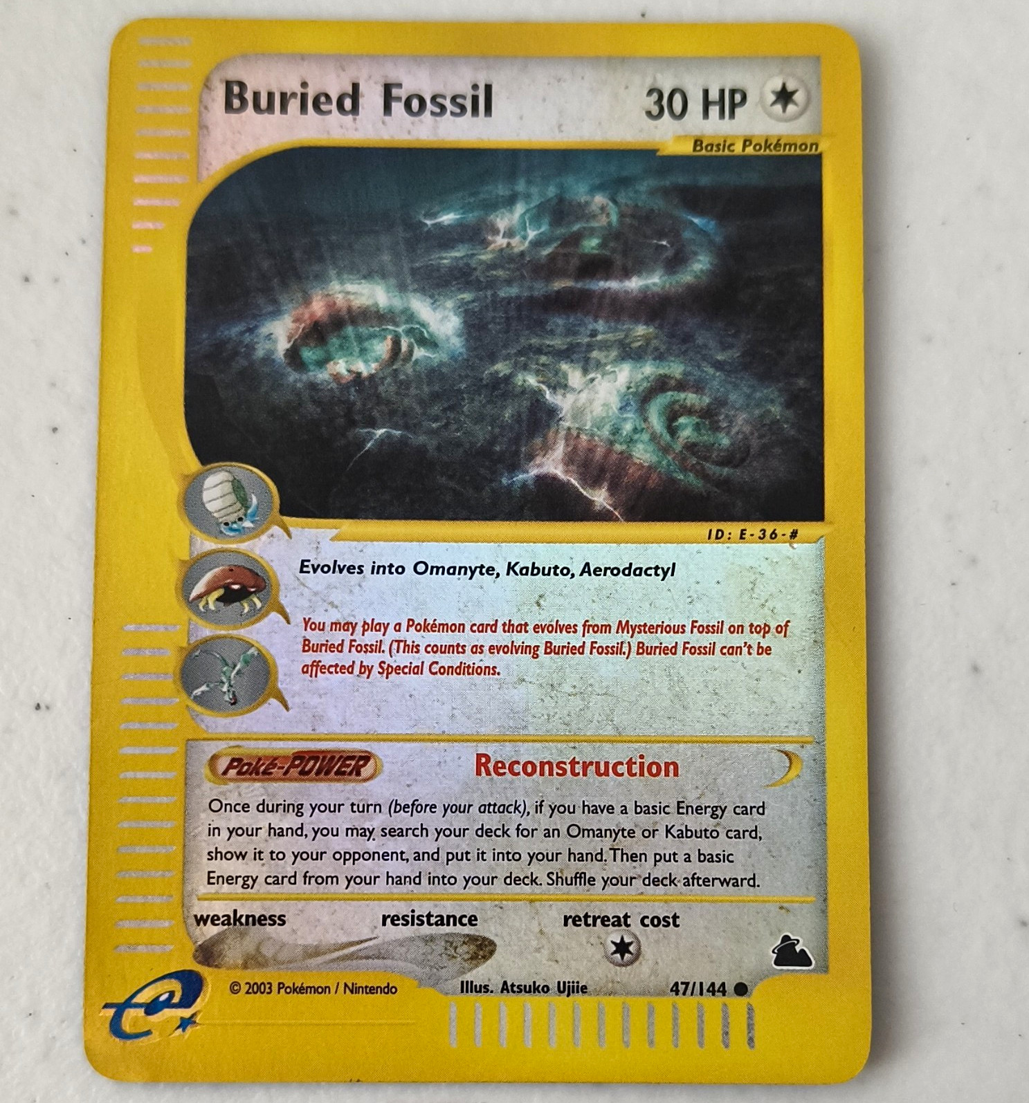 Pokémon TCG Buried Fossil EX Skyridge 47/144 Reverse Holo e-Card English 2003