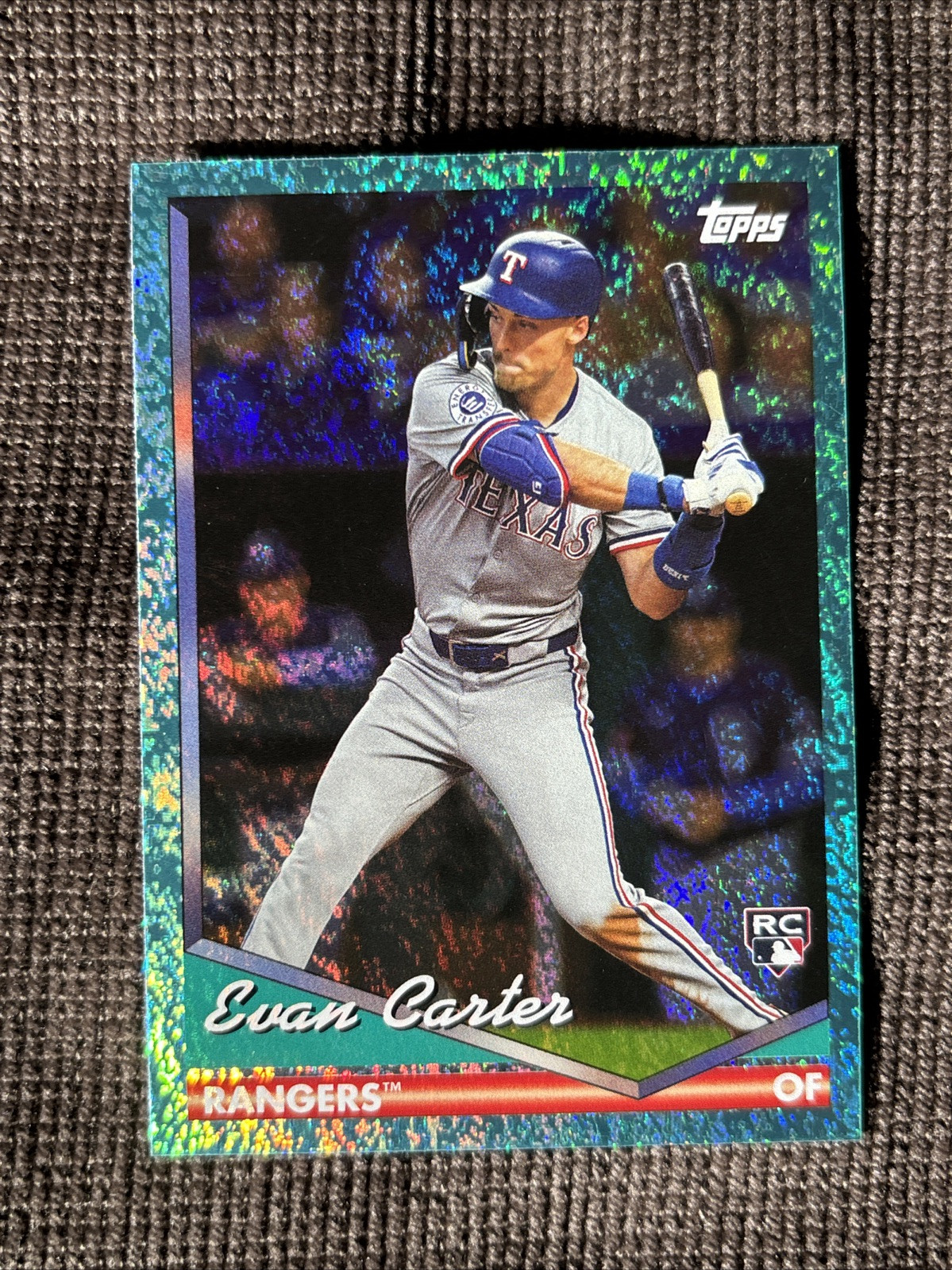 2024 Topps Archives Evan Carter Aqua Foilboard #64/75 RC Texas Rangers #223