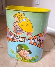 Vintage 1968 Laugh-In TV Show Sock-It-To-Me Rowan & Martin's Metal Trash Can