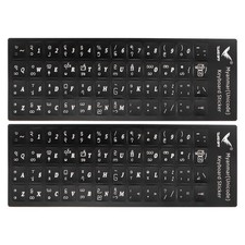 2Pcs Burmese Keyboard Stickers PC Keyboard Stickers Black Background with Whi...