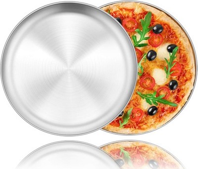 Pizzablech aus Edelstahl, 2 Stück, 26cm, Rostbeständig & Leicht zu Reinigen