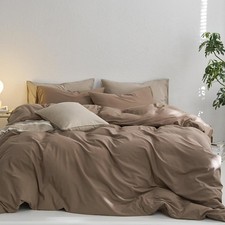 100 Washed Cotton Duvet Cover Set King Size Soft Thick Bedding Ultra Soft