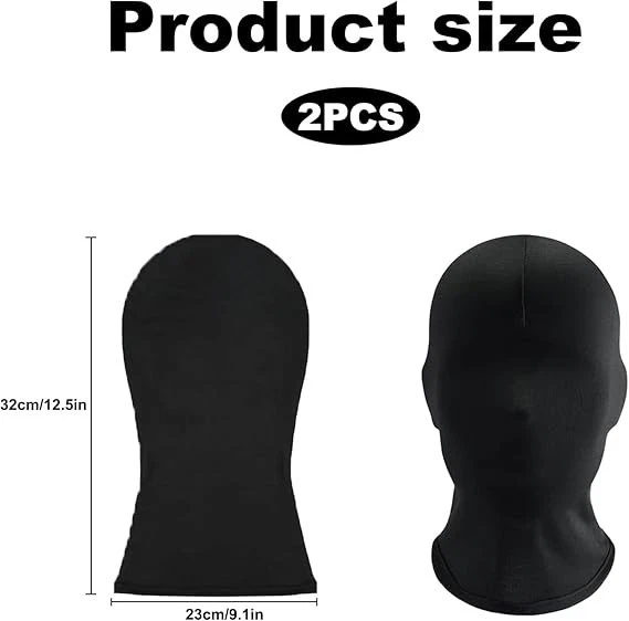 2 Stück Schwarze Maske Halloween Schwarz Vollgesichtsmaske Kostüm Gesichtslos - Bild 2 von 4