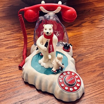 Vintage Coca-Cola Polar Bear Animated Phone Landline Coke Telephone Works *Video