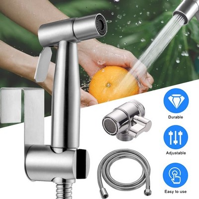 Bidet Handbrause Set Edelstahl Bidet Sprühgerät mit Schlauch Hand Shower Spray