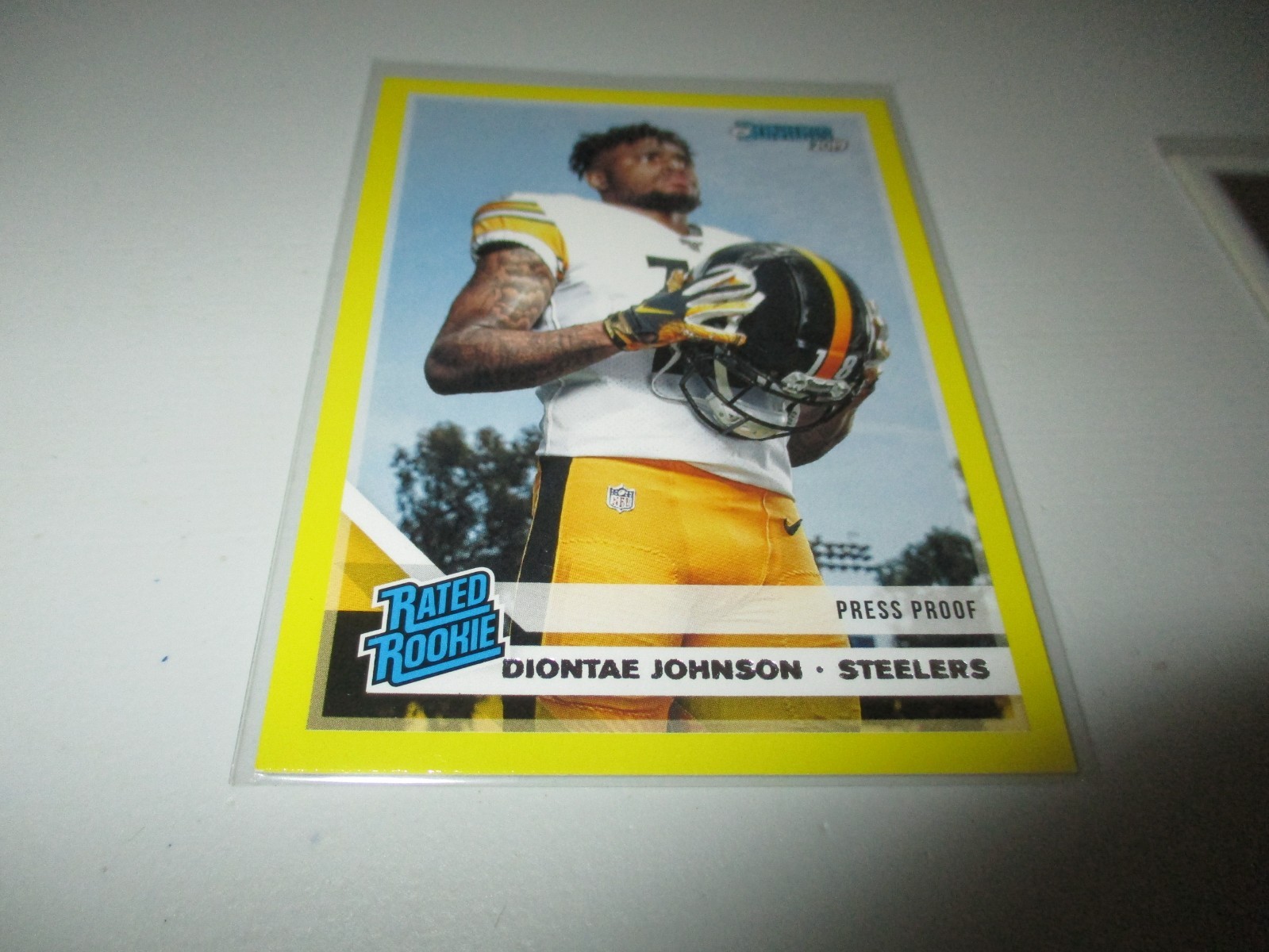 Diontae Johnson 2019 Panini Donruss Rated Rookie Yellow Press Proof RC #327