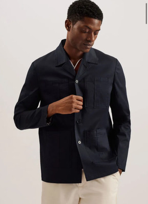 TED BAKER Safari Jacke Herren TB 3 UK M Bathley Navy Patch Pocket Tailored NEU