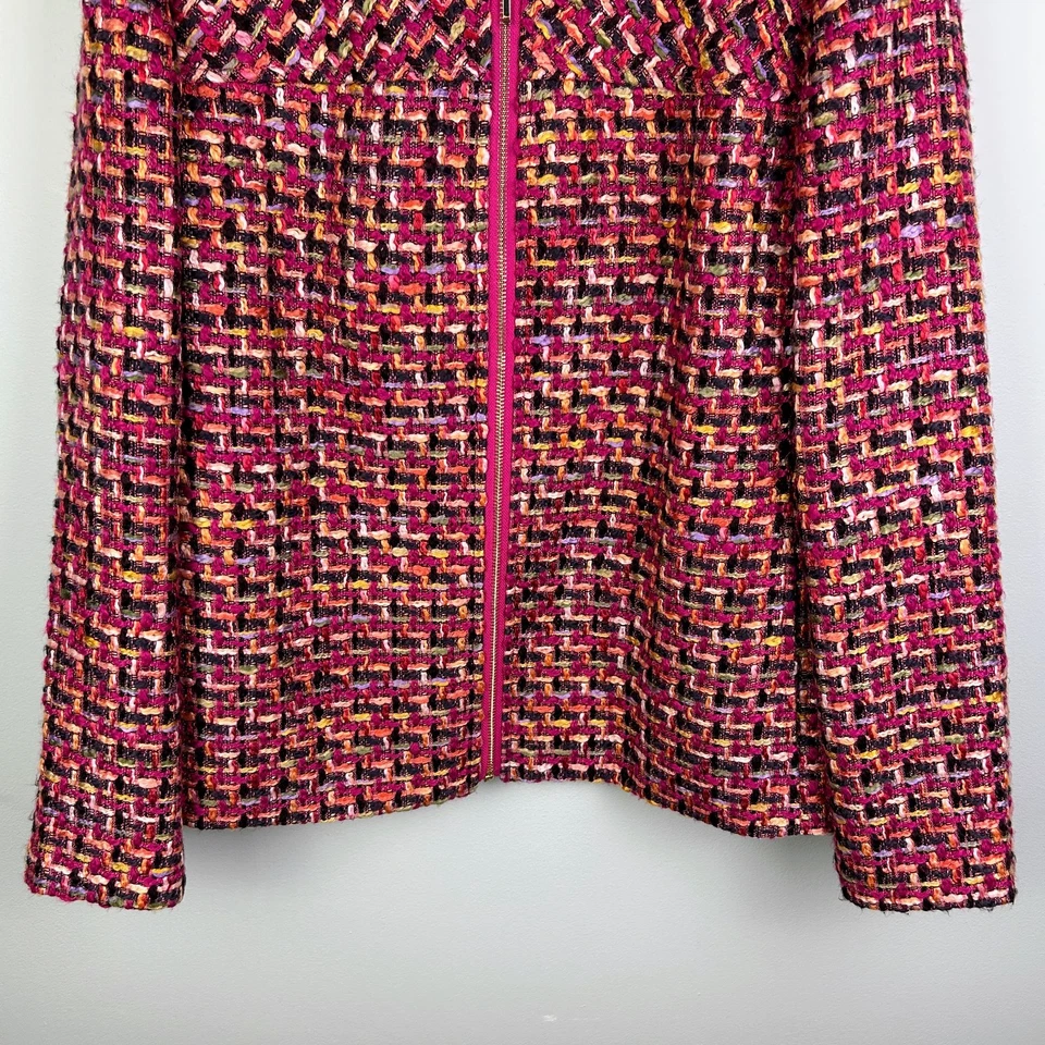 NUEVO CON ETIQUETAS Chico's Color Pop Tweed Chaqueta Blazer Rosa Multi Manga Larga Tejido talla 3 16 Foto 3 de 4