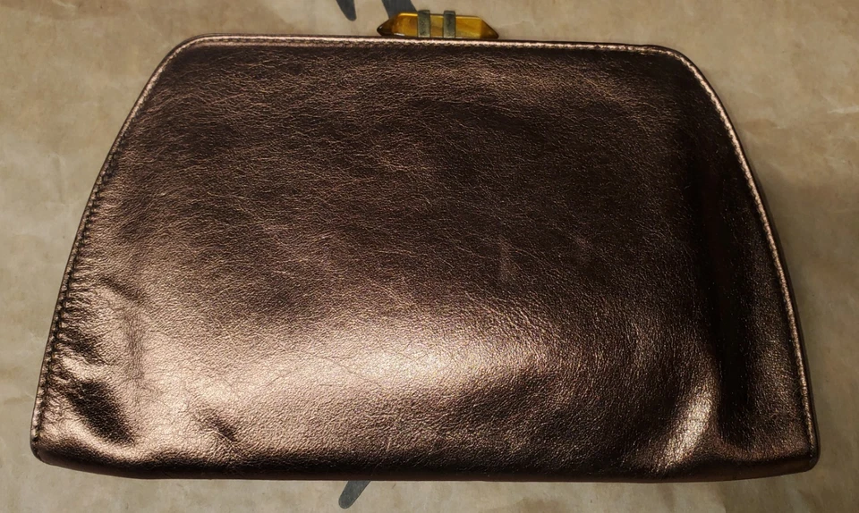 Banana Republic Gold Metallic Cow Leather Clutch Purse - Image 3 of 4