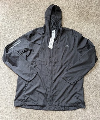 Adidas Own The Run Hooded Jacket NWT Mens Size XXL Black Windbreaker Running