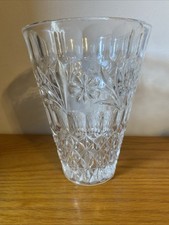 Large Vintage Crystal Vase Mid Century Modern Glass Large And Heavy
