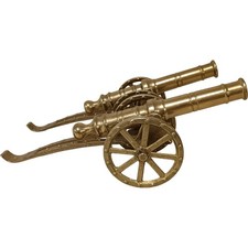 Pair of Brass Cannon Models Antique Detailing Collectable Decorative Pieces