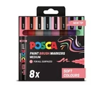 POSCA PC-5MBR Medium Paint Brush Markers Soft Colours - Pack of 8