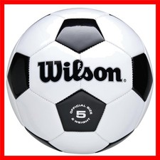 Wilson Traditional Size 5 Soccer Ball   Durable Synthetic Leather, Classic Bl...