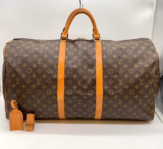 Auth Louis Vuitton Monogram Keepall 60 M41422 Boston Bag W/Nametag NS051778