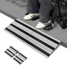 Nuvium 3 Inch Threshold Ramps for Doorways, Wheelchair 3" Rise Height, Silver