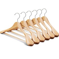 Wide Shoulder Hanger 10 Pack,Solid Wood Hanger,Heavy Duty Suit Hangers,Coat H...
