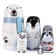 Nesting Dolls Russian Matryoshka Wood Stacking Dolls for Kids Handmade Toys
