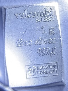 1 Gram Silver Valcambi Suisse .999 Fine A WNSUM Auction