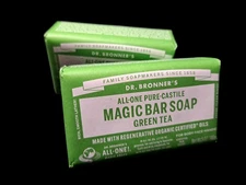 Dr Bronner's Limited-Edition Green Tea Magic Bar Soap 2 - 5oz Bars 