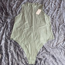 A New Day Women s Olive Green Thong Bodysuit Turtleneck Sleeveless Size XXL NWT