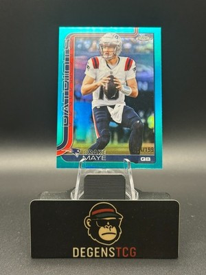 2025 Topps Chrome Football Drake Maye #207 Aqua Refractor /199 Patriots