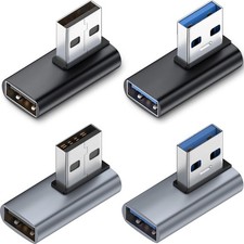 90 Degree USB 3.1 Adapter 4 Pack , Right and Left Angle USB A Male to Female...