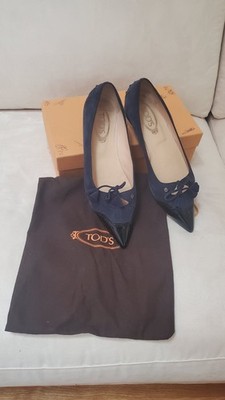 Tod's Navy Suede Pointed-Toe Flats   Size 9.5   New