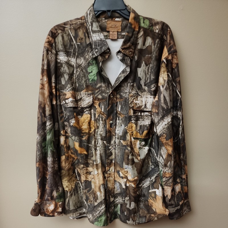 Duxbak Realtree Advantage Timber Chamois Long Sleeves Shirt Mens Size XL Hunting
