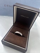 Ernest Jones 9ct White Gold 5mm Matt & Polished Band Size W - Mens Wedding Ring