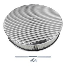 14 Round Full Finned Polished Aluminum Air Cleaner Assembly Kit Paper Element