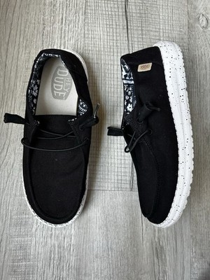 Hey Dude Wendy Basic Black Odyssey Slip-On Sneakers Shoes Women's Size 7
