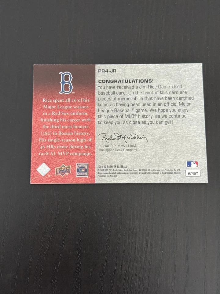 2008 Upper Deck Premier Jim Rice Premier 4 Remnants /25 - Image 4 of 4
