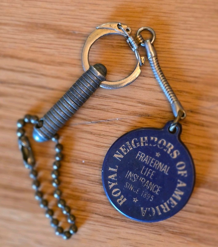 Royal Neighbors of American Fraternal Life Insurance Blue Keychain Pendant