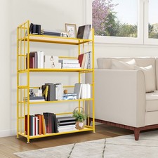 Modern 4-tier Book Shelf Gold Multifuctional Storage Rack For Home Office 110kg