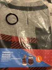 Red Black Plaid Pullover Knit Dog Sweater By Vibrant Life Pet Apparel Size Large