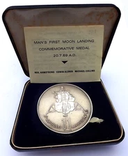 Cased Man's First Moon Landing Apollo 11  Fully Hallmarked Silver Bunc COA