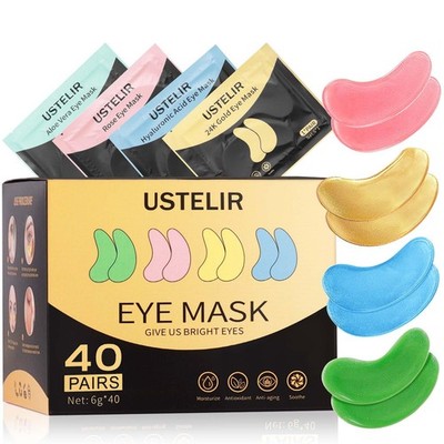 Under Eye Patches, 40 Pairs Mask for Dark Circles, Puffy Eyes, Black