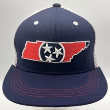 Tennessee Flag Trucker White Hat Aksels Flat Brim Blue Baseball Cap Adjustable