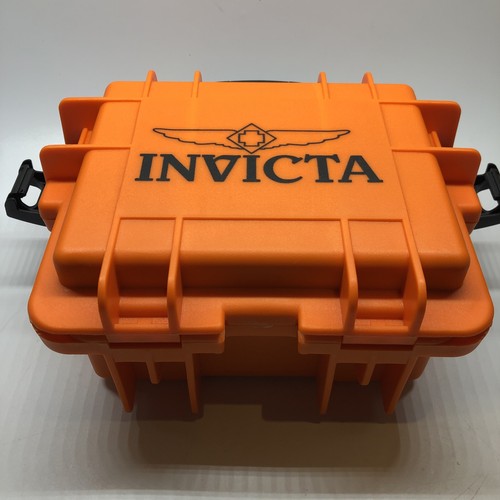 Custodia rigida impermeabile per orologio Invicta 3 slot stile pellicano arancione nuova - Foto 3 di 9